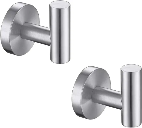 Miniatura 8 de TASTOS Gancho de acero inoxidable para toallas de baño, color negro mate, paquete de 2 esponjas para armario, ropa y armario, gancho de pared