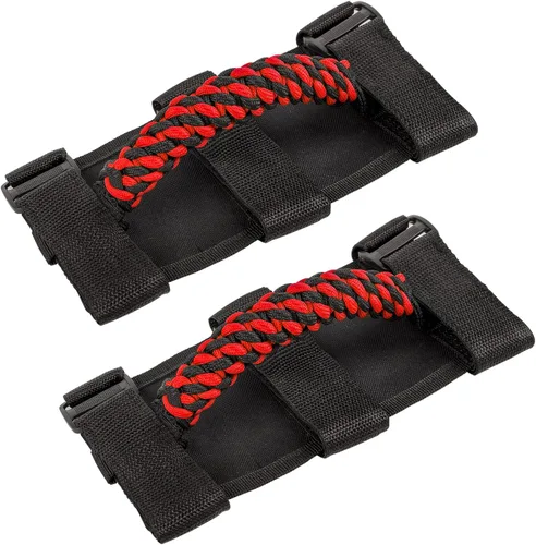 Miniatura 8 de Savadicar 2 asas de agarre de barra antivuelco, mango de agarre de tejido circular compatible con Jeep Wrangler 1955-2023 CJ YJ TJ JK JKU JL JLU
