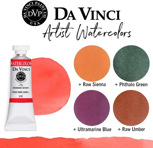 Miniatura 62 de DA VINCI PAINTS Pintura Acuarela Profesional para Artistas, Alizarin Crimson (Quinacridone), 37ml Índigo