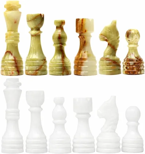 Miniatura 12 de Juego de Piezas de Ajedrez de Mármol Premium Hechas a Mano – Elegante Reemplazo de 32 Piezas para Tableros de Ajedrez de 12-15 Pulgadas con Caja