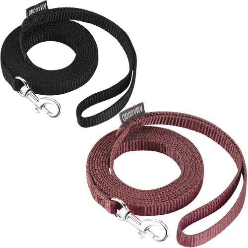 Miniatura 44 de AMAGOOD 6 pies de correas para cachorros/perros, correa de estilo tradicional resistente con gancho de cuello fácil de usar, correa para perros Negro
