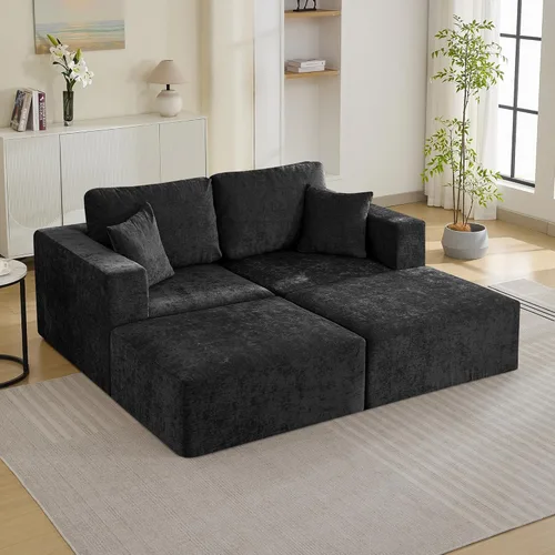 Miniatura 24 de Sofá modular Cloud de 3 plazas sin hueso de 115 pulgadas para habitación familiar, sofá sin espinas comprimida de espuma viscoelástica con asiento