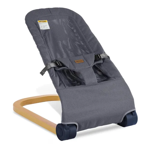 Miniatura 10 de Portabebés portátil y plegable con 3 ajustes de altura, gorila ergonómica para bebés de 0 a 6 meses, estilo de grano de madera, vibraciones Beige