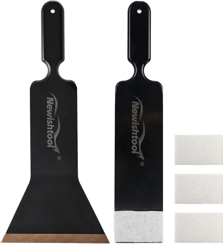 NEWISHTOOL Herramientas de tinte de ventana, kit de rasqueta niveladora, raspador de paleta negra de boca ancha y fregador con almohadillas de