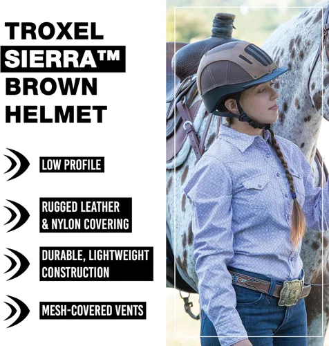 Miniatura 2 de Troxel Sierra Rugged Horse Riding Helmet, Low-Profile, Self-Adjustable Design, Safety Horseback Riding Gear Marrón