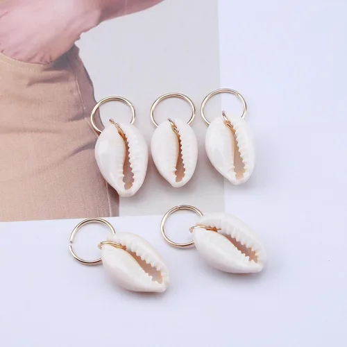 Miniatura 3 de Juego de anillos para el cabello de concha bohemia, pinzas trenzadas doradas, bucles para el cabello de rastas y accesorios de joyería africana