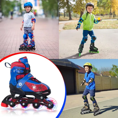Miniatura 6 de Nattork Patines en línea ajustables para niños con ruedas de poliuretano flash, divertidos patines en línea con ruedas iluminadas, para edades de 4