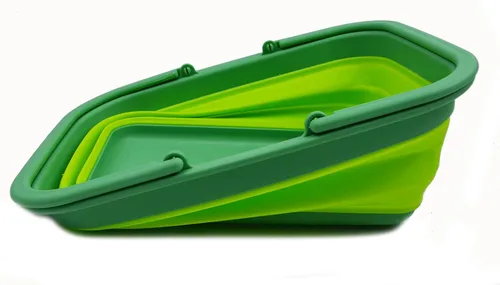 Miniatura 3 de SAMMART Tina de plástico plegable con asa de 9.2 L (2.3 galones) – Cesta de picnic portátil al aire libre – Lavabo plegable para lavar platos, Verde
