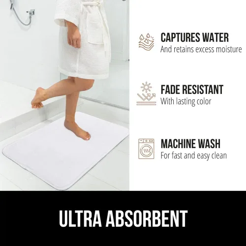 Miniatura 6 de GORILLA GRIP Tapete de baño de espuma viscoelástica grueso, terciopelo suave y absorbente, puntos duraderos en la parte inferior, lavable a máquina