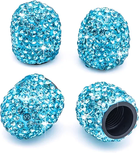 Miniatura 30 de 8 PCS Tapas de Válvula de Vástago de Neumático con Diamantes de Cristal Brillante, Tapas de Válvula de Neumático de Coche a Prueba de Polvo Blanco