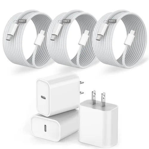 Miniatura 9 de 【Certificado Apple MFi】Cargador Rápido iPhone, Cable de Carga Rápida i Phone Paquete de 3 Cargador iPhone Bloque de Enchufe de Carga Rápida Cable
