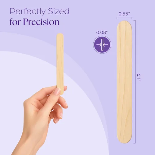 Miniatura 2 de 150 varillas de cera de madera – Varillas aplicadoras para depilación – Palitos desechables para paletas y manualidades – Suministros profesionales