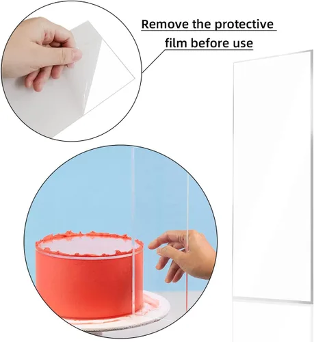 Miniatura 5 de Juego de 4 raspadores grandes de acrílico transparente para pasteles, raspador alisador de pasteles, peine de contorno de bordes con rayas