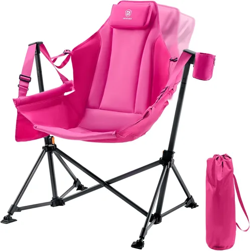 Miniatura 10 de EVER ADVANCED Hamaca acolchada de gran tamaño, silla columpio compacta y resistente con múltiples bolsillos de almacenamiento, silla mecedora
