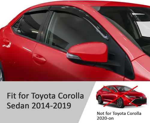 Miniatura 5 de Voron Glass Protectores de lluvia extra duraderos con cinta adhesiva para Toyota Corolla 2014-2019 Sedán, deflectores de ventana, viseras de ventana
