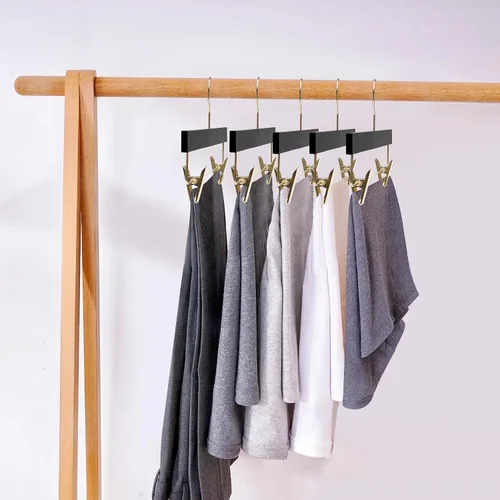 Miniatura 7 de Quality Hangers Paquete de 20 perchas de madera negras ultrafinas que ahorran espacio, gancho giratorio de 360 grados, lo mejor para trajes y más