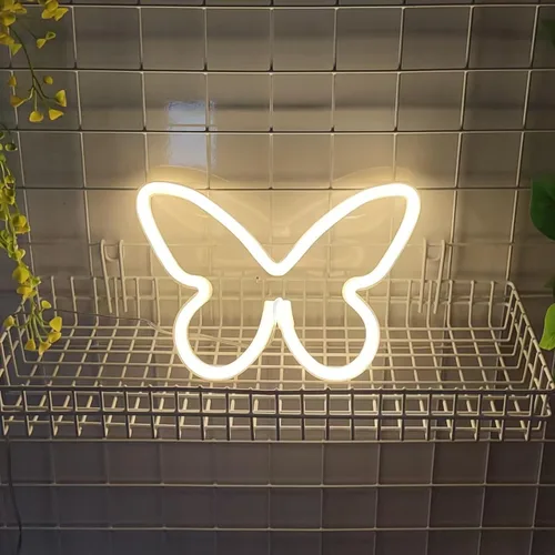 Miniatura 3 de JYWJ Letrero de neón de mariposa, luz de neón con pilas USB o 3 AA, decoración de mesa LED, decoración de pared de dormitorio, regalo de cumpleaños