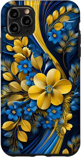 Bandera de estilo floral de Ucrania para iPhone 11 Pro Max - Funda del orgullo ucraniano