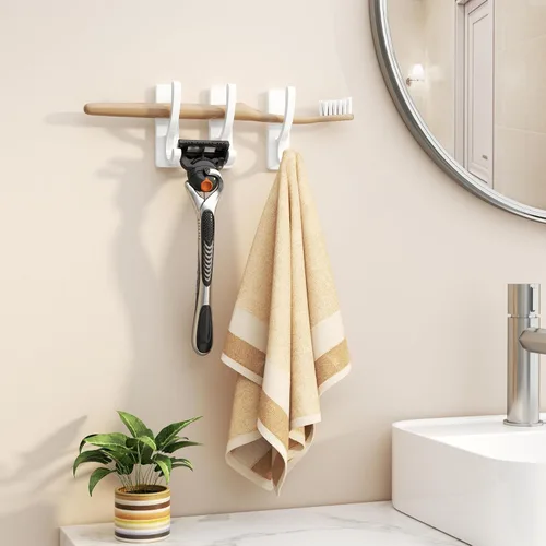 Miniatura 4 de pickpiff Ganchos adhesivos de pared para toallas, gancho adhesivo resistente (13 libras), colgador para puerta, baño, dormitorio, armario, para Negro