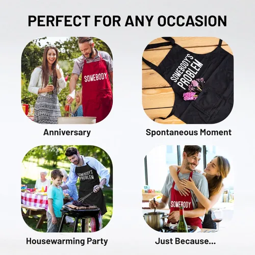 Miniatura 3 de Divertidos delantales para parejas, ideas de regalo para él, juego de cocina de cocina, cumpleaños, boda, compromiso, despedida de soltera Problema