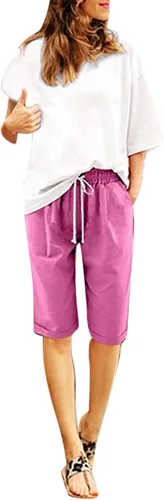 Miniatura 9 de Pantalones cortos sólidos con control de barriga, casuales, con cordón, cómodos, para mujer, pantalones cortos ligeros de verano para correr 2023