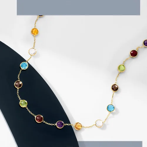 Miniatura 7 de Ross-Simons 1380 ct tw Bezel-Set Multi-Gemstone Station Necklace in 14kt Yellow Gold