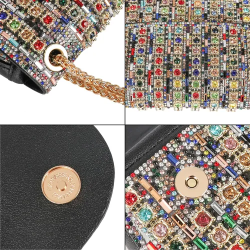 Miniatura 4 de Bolso de mano de noche con diamantes de imitación brillantes para mujer, bolso de hombro para boda, fiesta, baile de graduación