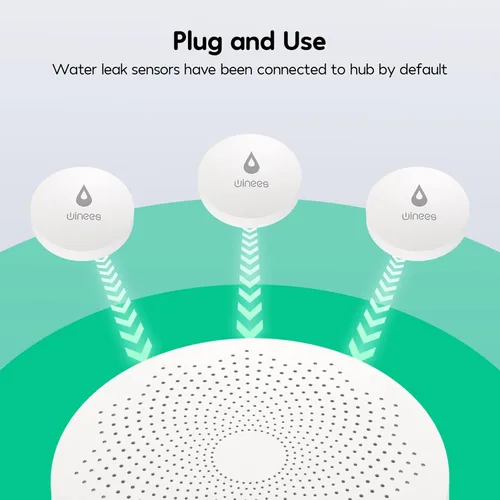 Miniatura 5 de Winees - Detector de agua WiFi, paquete de 3 sensores de agua con notificación por correo electrónico y SMS de alerta de fugas, alarma ajustable