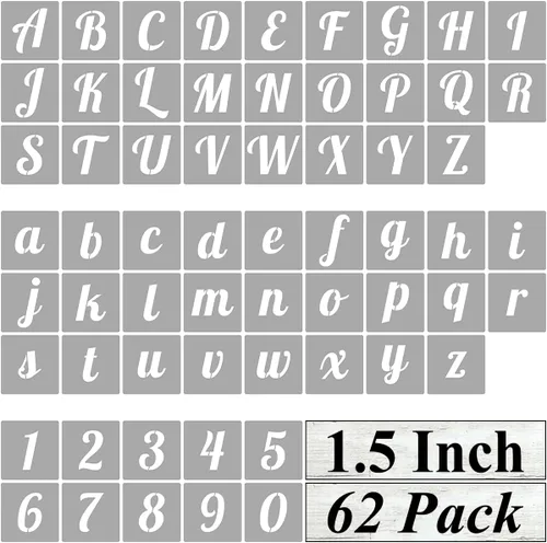 Miniatura 11 de Plantillas de letras del alfabeto de 3 pulgadas para pintar, paquete de 62 plantillas de letras y números para pintar sobre madera, plantillas