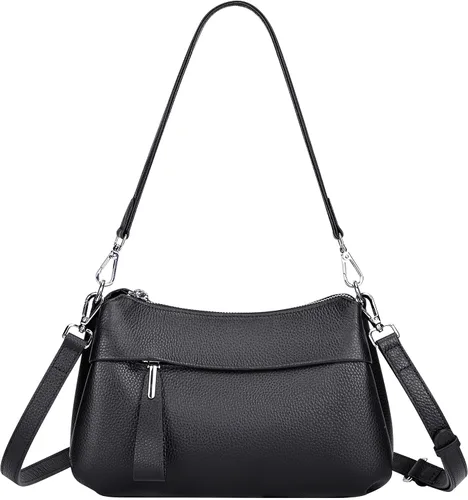 Over Earth Genuine Leather Crossbody Bags for Women Small Hobo Handbags Shoulder Purses with 2 Detachable Straps
