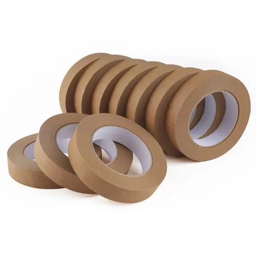 Lichamp Paquete de 10 cintas de pintor marrón de 1 pulgada, cinta adhesiva marrón mediana a granel, 1 pulgada x 55 yardas x 10 rollos (550 yardas en