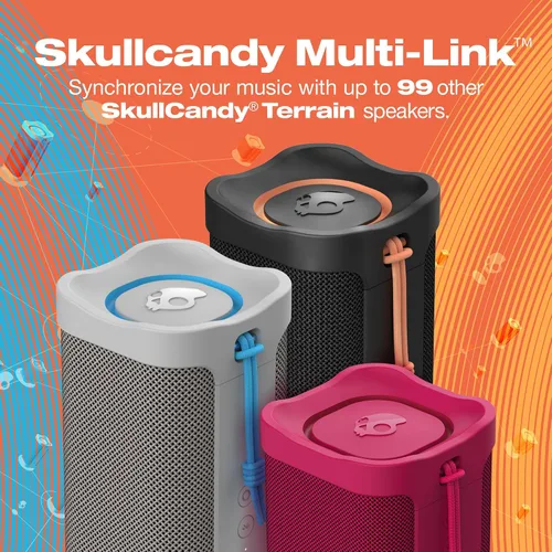 Miniatura 6 de Skullcandy Terrain XL - Altavoz Bluetooth inalámbrico IPX7, impermeable, batería de 18 horas, muñequera de nailon, estéreo inalámbrico verdadero