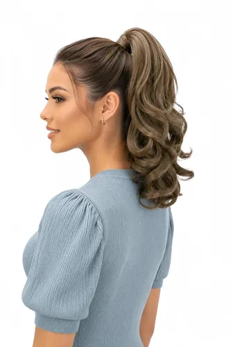 PRETTYSHOP - Extensión de cabello rizado voluminoso, cola de caballo de 14 pulgadas con clip, resistente al calor