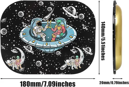 Miniatura 2 de Bandejas de metal con tapa magnética, bandeja de metal de astronauta en el espacio, pequeña y bonita bandeja decorativa, ideal para el hogar o sobre