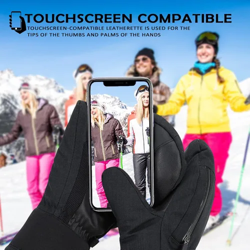 Miniatura 3 de Guantes de esquí impermeables para mujeres y hombres, guantes de nieve de invierno para pantalla táctil, guantes de esquí para clima frío, snowboard