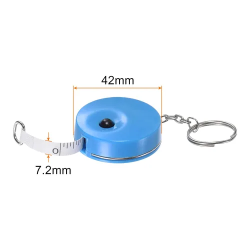 Miniatura 2 de HARFINGTON Cinta métrica retráctil de 4.9 ft/60 pulgadas, tamaño de bolsillo con llavero para cuerpo, tela, costura y manualidades, color azul