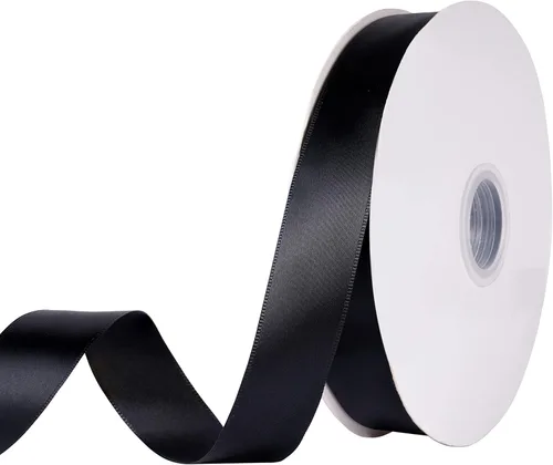Miniatura 15 de Cinta de satén negra de doble cara de 1 pulgada (1.0 in de ancho) para envolver regalos, decoración de boda, hacer lazos, costura, manualidades