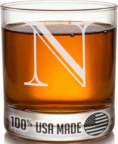 Miniatura 13 de Monograma grabado de cristal de whisky Rocks de 11 onzas (letra S), regalos de bourbon personalizados de la A-Z para hombres, día del padre, vidrio