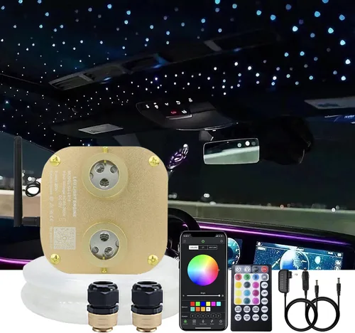 AKEPO Car Home - Juego de luces de fibra óptica de doble cabeza de 20 W, RGBW parpadeante+aplicación + modo de música, kit de luz de techo estrella,