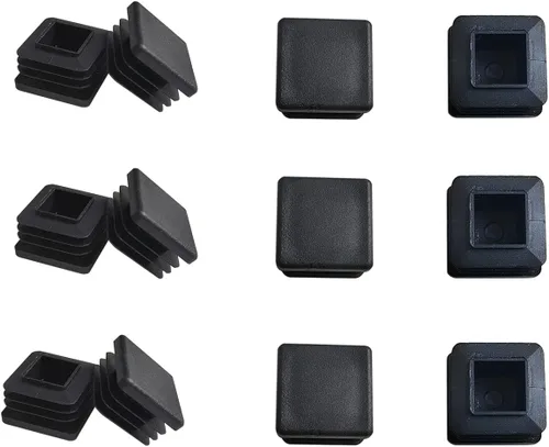 Miniatura 10 de Paquete de 4 tapones de extremo de tubo cuadrado de plástico de 1.5 pulgadas, tapón de tubería cuadrada de 1.5"x1.5", tapas de extremo de tubo