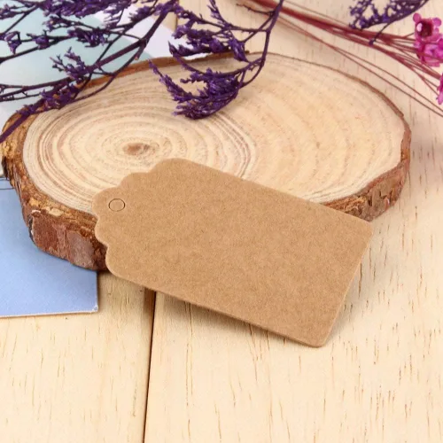 Miniatura 3 de Etiquetas para envolver regalo de 2.0 x 1.2 in, 100 etiquetas de regalo de papel kraft para cumpleaños, tarjeta de nombre en blanco para boda