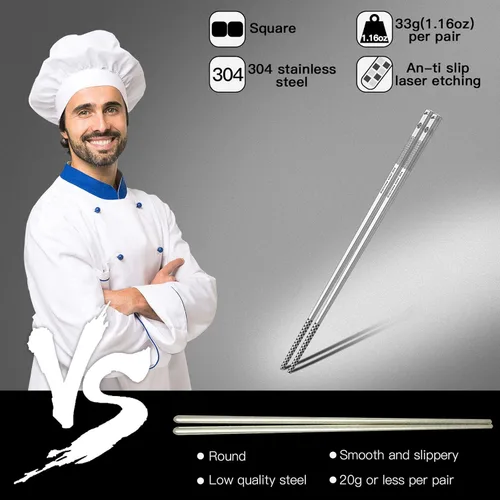 Miniatura 6 de Palillos de metal reutilizables de acero inoxidable 18/8, paquete múltiple, aptos para lavavajillas, bonitos palillos grabados con láser, Plateado