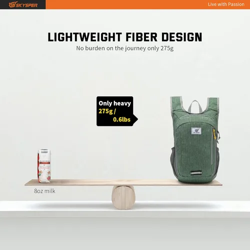 Miniatura 2 de SKYSPER Mochila pequeña de senderismo de 10 litros, mochila de viaje ligera y plegable para mujeres y hombres Verde