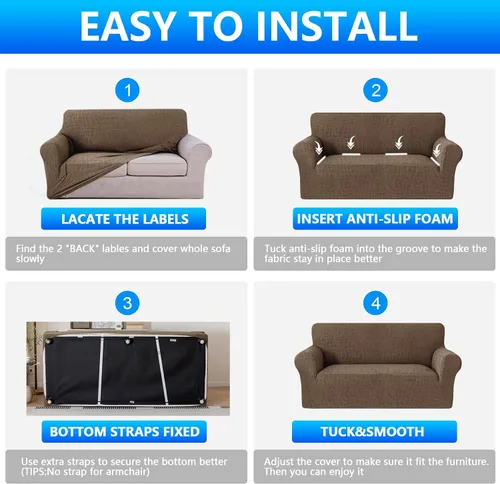 Miniatura 7 de MAXIJIN Funda impermeable para sillón de sala de estar, 1 pieza elástica con brazos, protector de muebles lavable para perros y mascotas (S, café)
