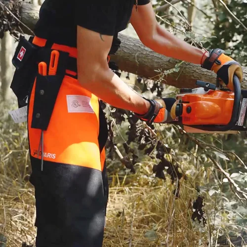Miniatura 8 de Delantal de seguridad para motosierra de 8 capas, resistente, con cintura ajustable y bolsillo para hombres/mujeres, clásico C, naranja y negro