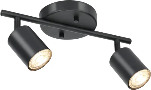 BoostArea - Kit de iluminación LED de 2 luces, níquel mate, 2 direcciones, lámpara de techo, cabezal de luz flexible giratorio para cocina, sala de