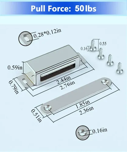 Miniatura 2 de WOOCH Pestillo magnético para puerta, 50 libras, de acero inoxidable de alta resistencia para cocina, baño, armario, armario, armario, puerta, cajón
