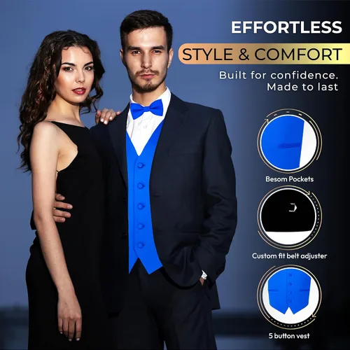 Miniatura 3 de Conjunto de chaleco formal sólido para hombre, esmoquin, chaleco y pajarita para traje o esmoquin