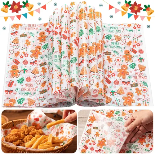 Miniatura 19 de 100 piezas de hojas de papel encerado de Navidad para alimentos, papel para envolver sándwiches, envoltorios para delicatessen, forros impermeables