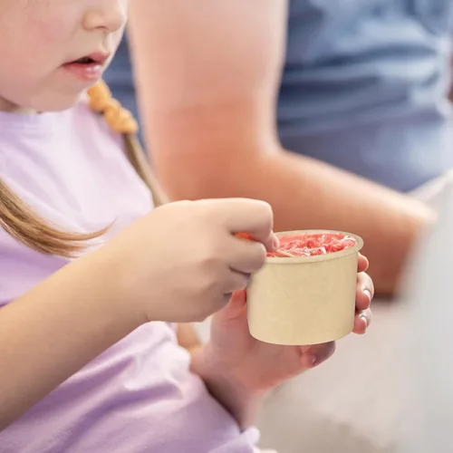Miniatura 7 de Ruisita Paquete de 120 vasos de papel desechables de 5 onzas, vasos de helado de papel kraft para sopa, tazas de postre para aperitivos, yogur